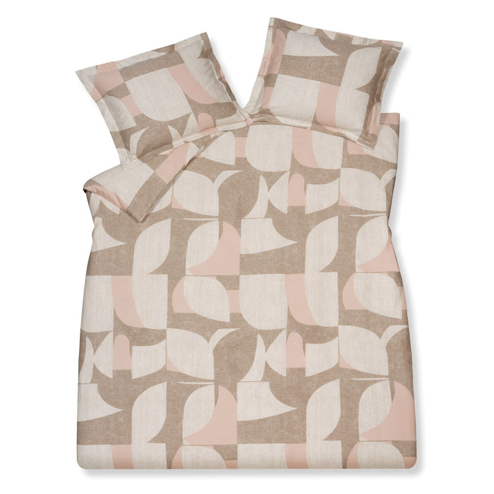 Echos Dekbedovertrek | 240 x 200|220 cm | Beige | Roze | Satijnkatoen