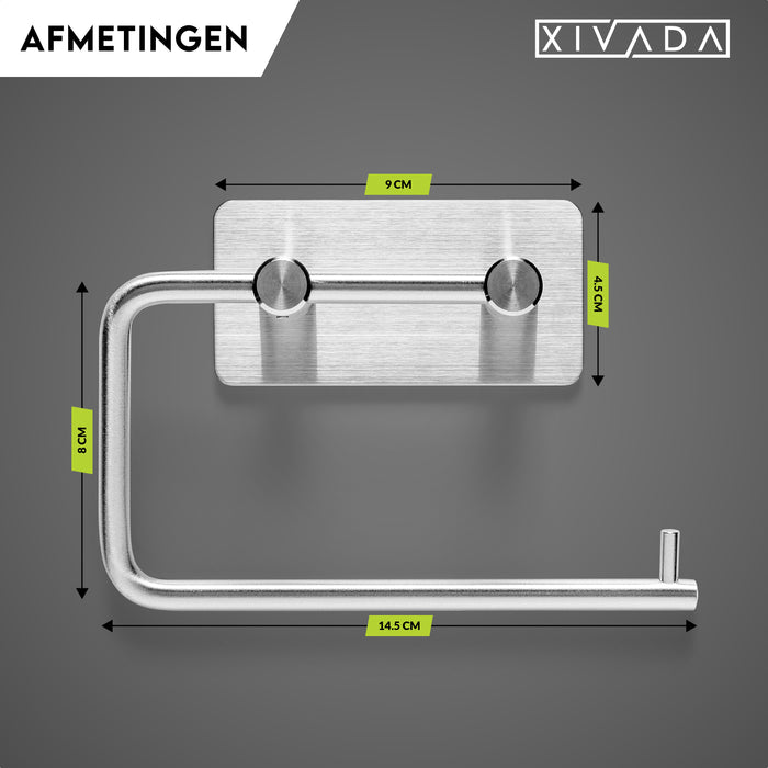 XIVADA WC rolhouder Mara - Rvs - Zelfklevend - 3m Tape - Zilver