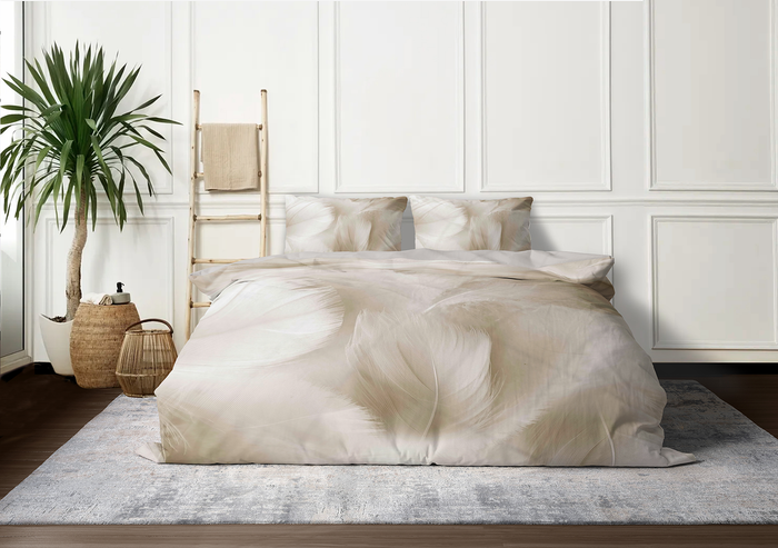 Eleganzzz Dekbedovertrek Micropercal Feathered Bliss - sandy beige