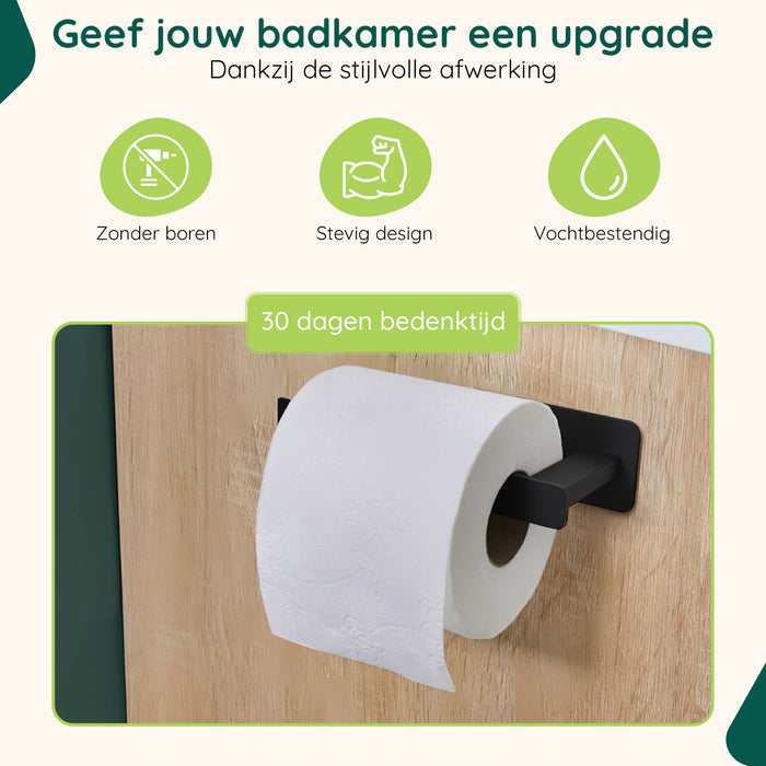 XIVADA WC rolhouder Nova - Zelfklevend - RVS - Plakstrip - Zwart