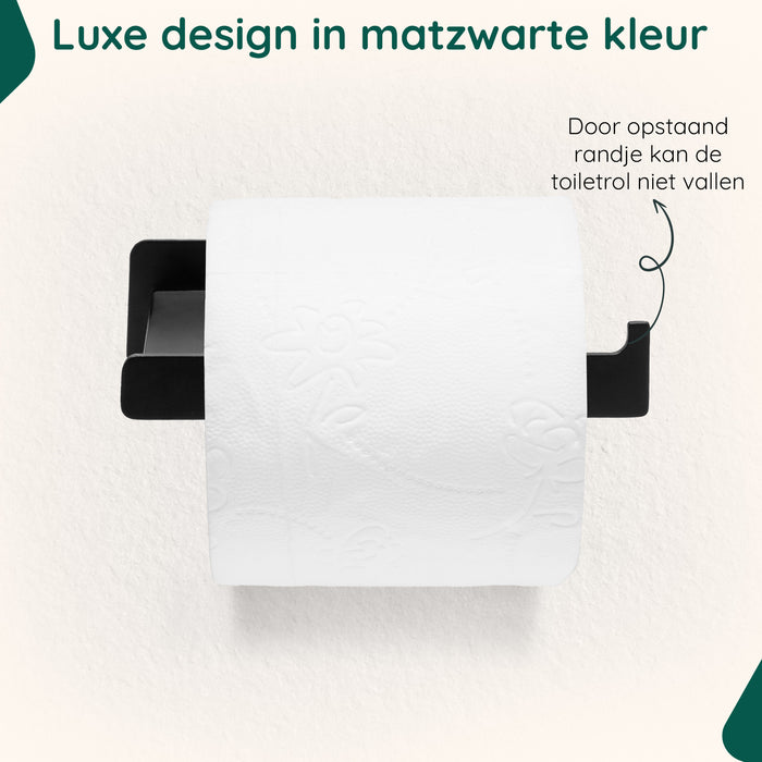 XIVADA WC rolhouder Nova - Zelfklevend - RVS - Plakstrip - Zwart