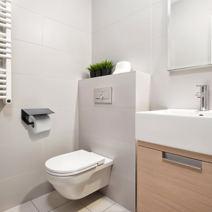 XIVADA WC Rolhouder Zeus - Met plankje - Inclusief schroefset - Zwart