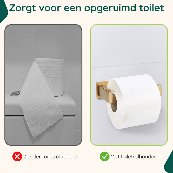 XIVADA WC rolhouder Luca - Zonder Boren - Rvs - Zelfklevend - Goud