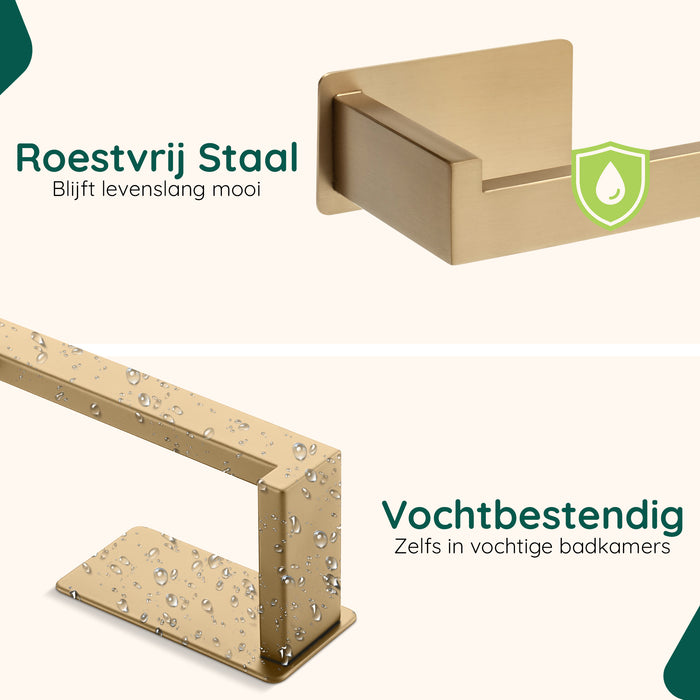 XIVADA WC rolhouder Luca - Zonder Boren - Rvs - Zelfklevend - Goud
