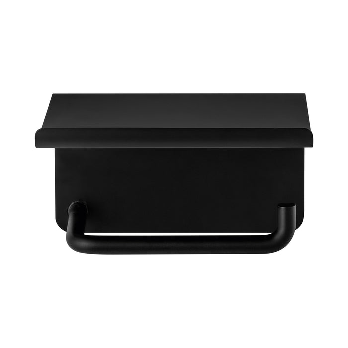 Modo Toiletrolhouder Met Plateau Black | Zwart | Staal