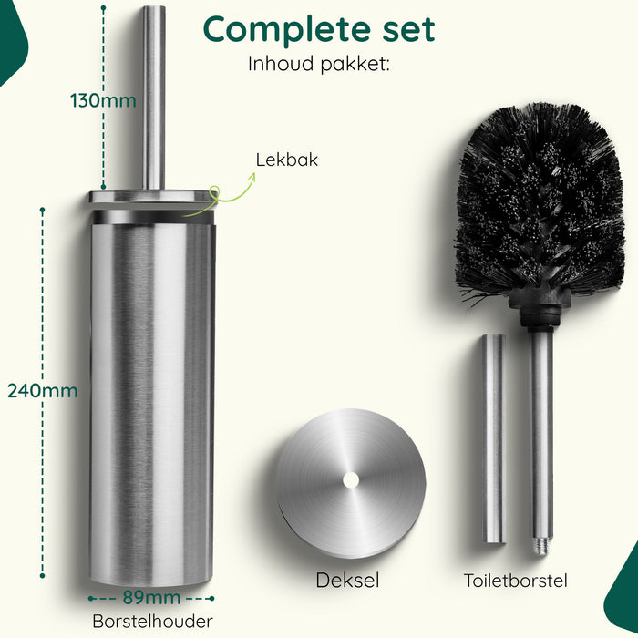 XIVADA Toiletborstelhouder Jara - Vrijstaand - Rvs - Zilver
