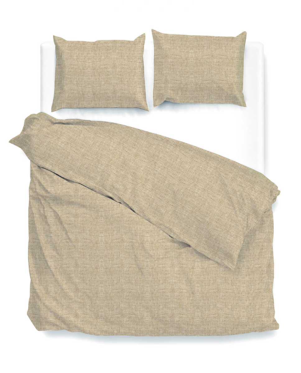 Zo Home Dekbedovertrek Katoen Lino Linnen Look - tan brown