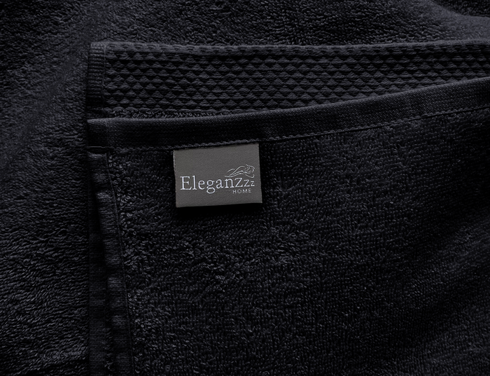 Eleganzzz Handdoek 100% Katoen 50x100cm - black - Set van 8