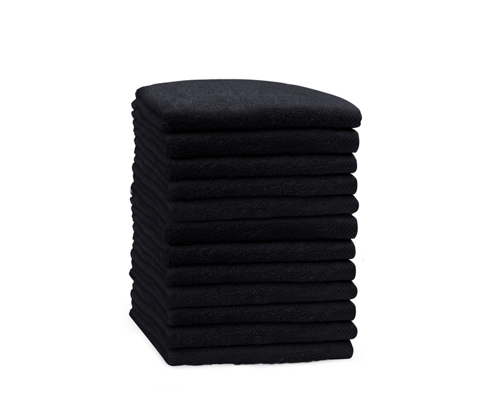 Eleganzzz Handdoek 100% Katoen 50x100cm - black - Set van 12