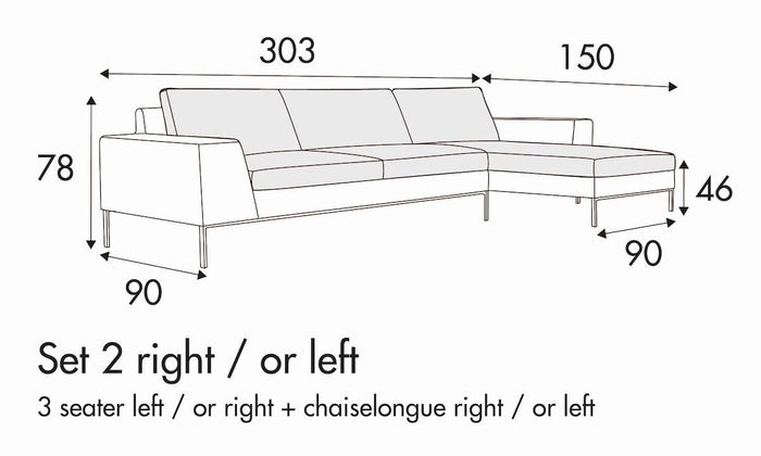 Sits Justus 3-Zits Bank + Chaise Longue Rechts|Links Oranje