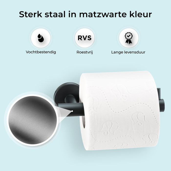 XIVADA Toiletrolhouder Juna - Zelfklevend - Rvs - Zwart