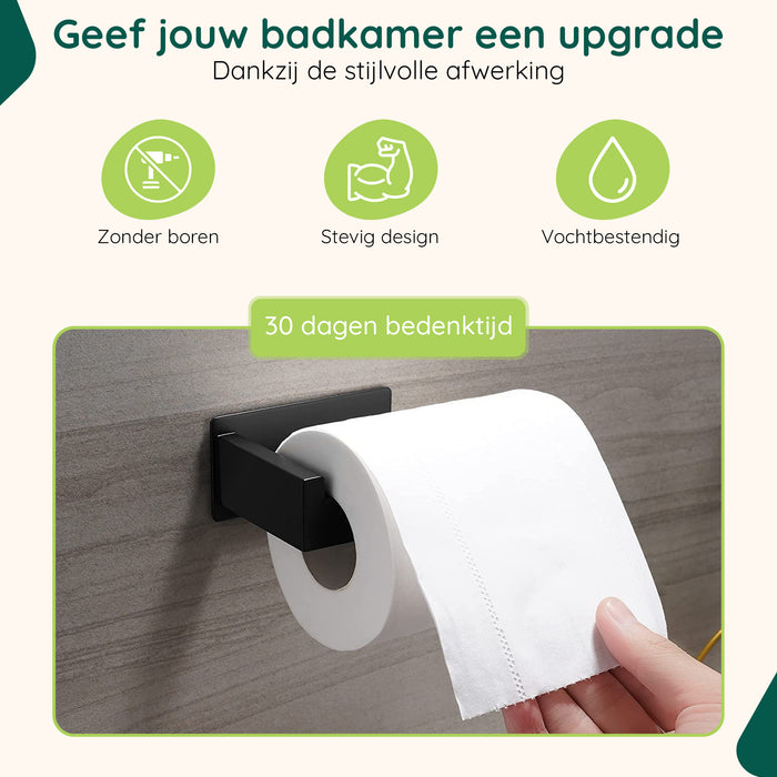 XIVADA WC rolhouder Luca - Zonder Boren - Rvs - Zelfklevend - Zwart