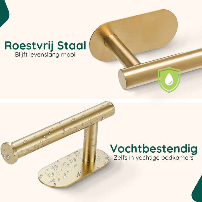 XIVADA Toiletrolhouder Nino - Rvs - Zelfklevend - Goud