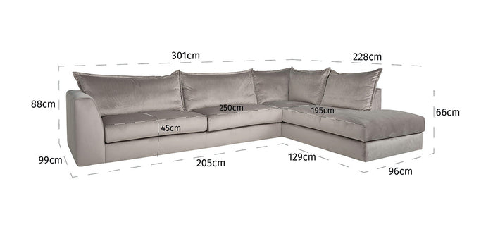 Richmond Interiors Roxanne 3-zits+Ottoman Ban  Rechts Khaki