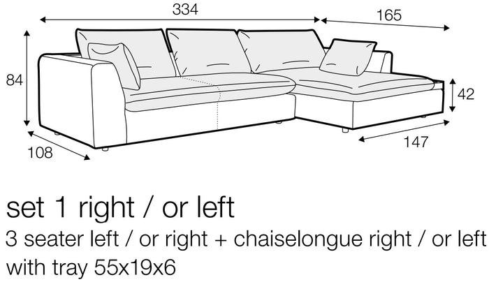 Sits Milou Natural 3-zits Hoekbank met Tray Rechts