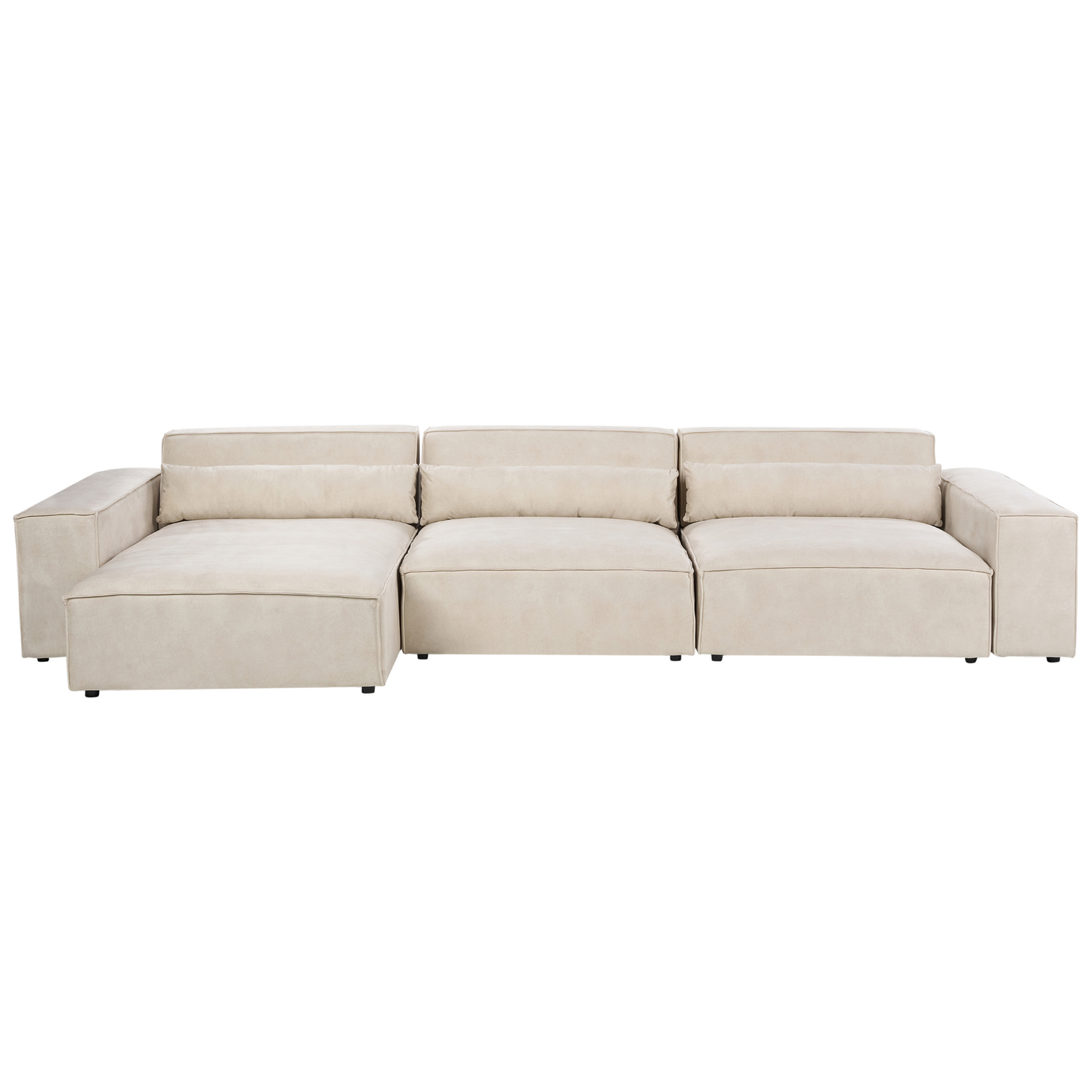 Beliani - HELLNAR - Hoekbank 3-zits - Beige - Rechtszijdig - Fluweel