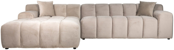 Richmond Interiors Cube 3-Zits Bank+Chaise Longue Links Khaki Velvet