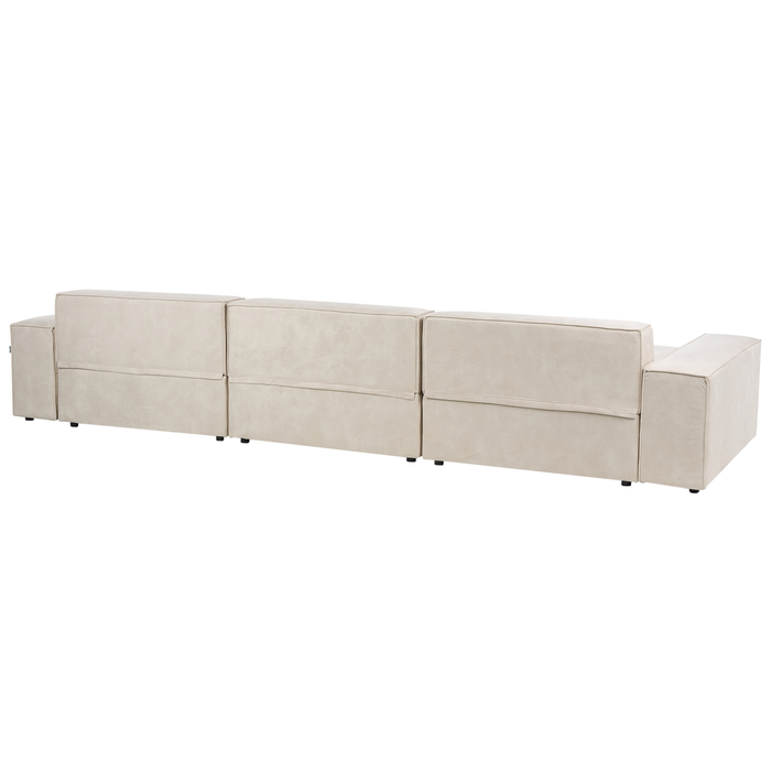 Beliani - HELLNAR - Hoekbank 3-zits - Beige - Rechtszijdig - Fluweel