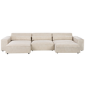 Beliani-HELLNAR-Hoekbank 3-zits met ottomaan-Beige-Rechts-Fluweel