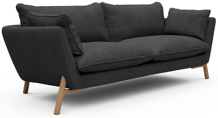 Kragelund Hasle 3-zits Bank Houtskool Zwart Bouclé | Eiken