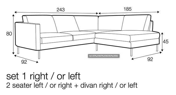 Sits Elis 2-zits + Divan Hoekbank Rechts Beige