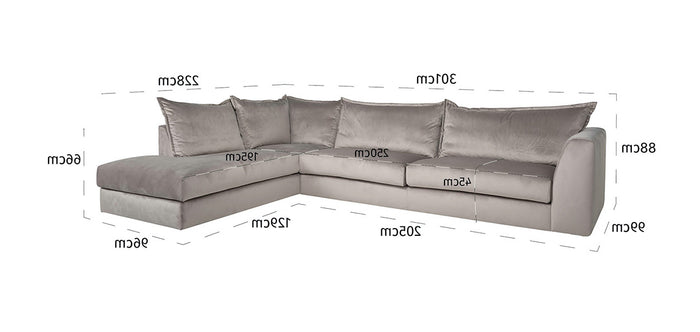 Richmond Interiors Roxanne 3-zits+Ottoman Hoekbank  Links Khaki