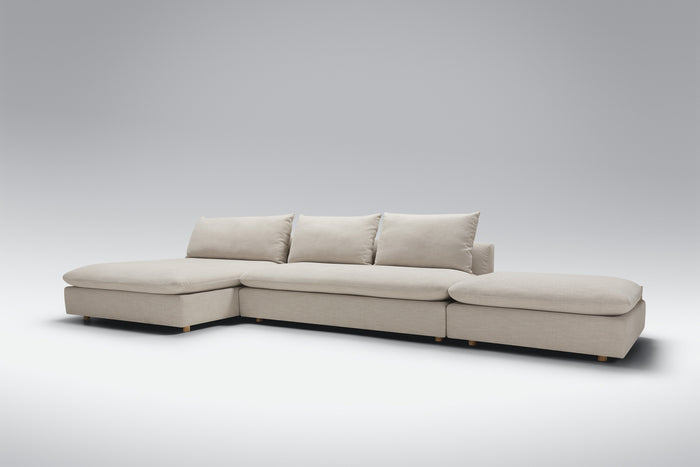 Sits Milou Natural 3-zits Open End Hoekbank met Voetstoel