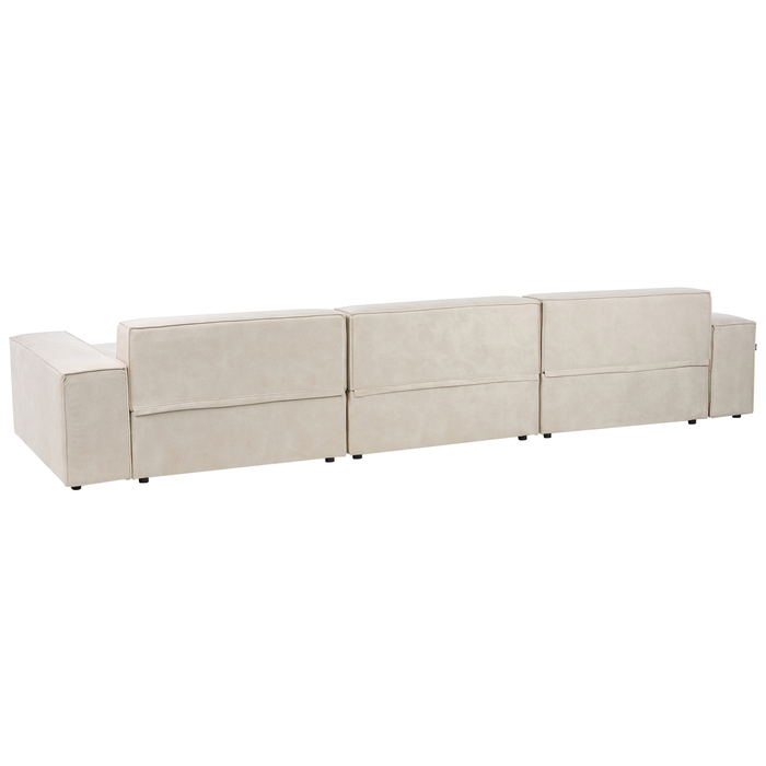 Beliani - HELLNAR - Hoekbank 3-zits - Beige - Linkszijdig - Fluweel