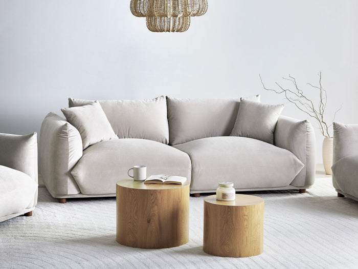 Beliani - LUVOS - Driezitsbank - Taupe - Fluweel