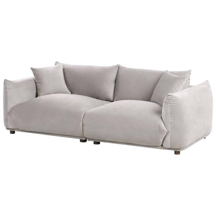 Beliani - LUVOS - Driezitsbank - Taupe - Fluweel