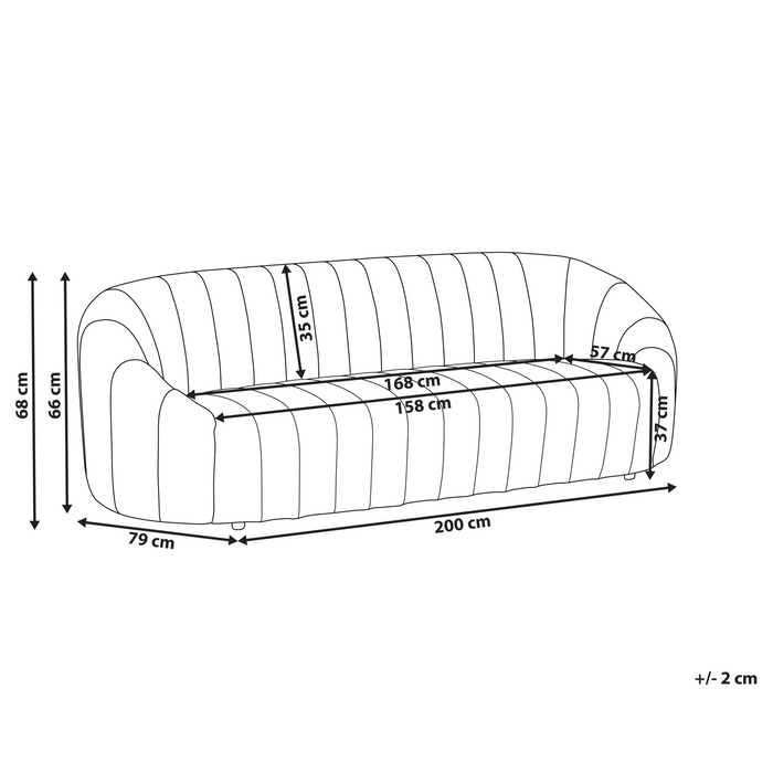 Beliani - MALUNG - Driezitsbank - Beige - Fluweel