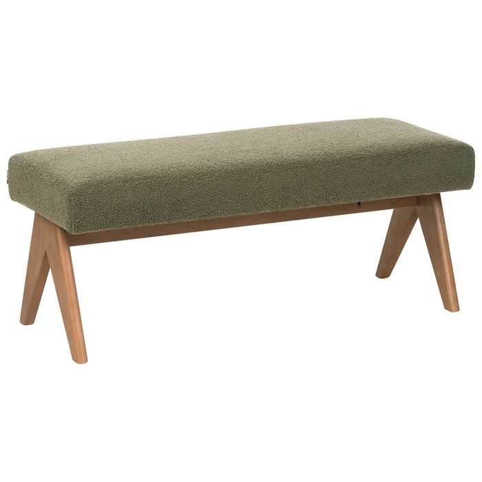 Beliani - TAMRE - Bankje - Groen|Donkerbruin - Bouclé