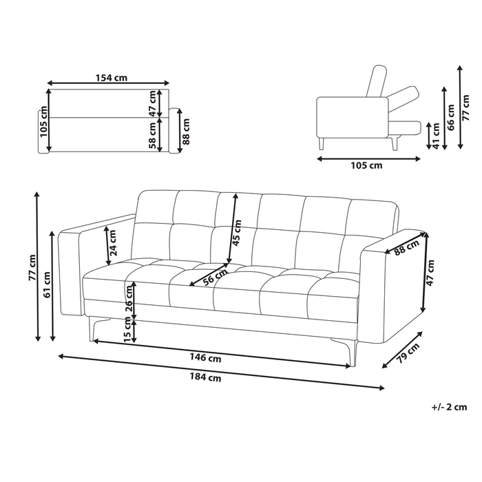 Beliani - ALNES - Slaapbank - Gebroken wit - Polyester