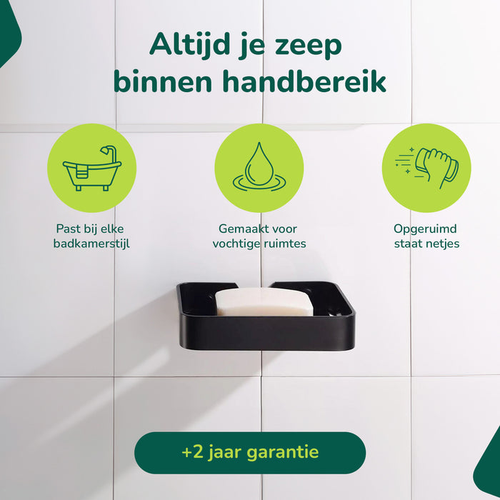 XIVADA Zeepbakje Sapo - Rvs - Inclusief schroefset - Hangend - Zwart