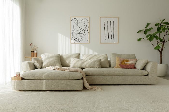 Sits Milou Natural 3-zits Hoekbank met Tray Links