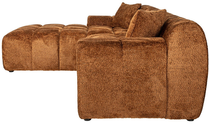 Richmond Interiors Cube 3-Zits Bank+Chaise Longue Links Lovely Kaneel