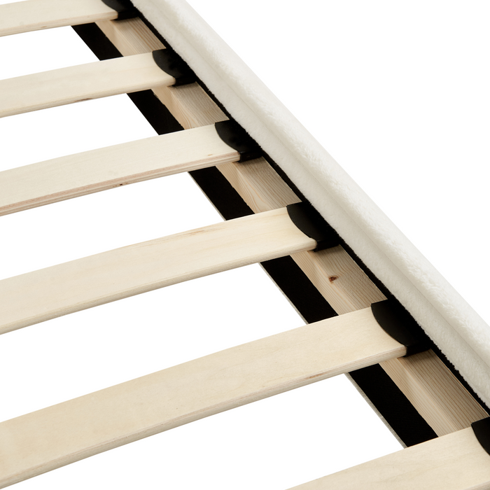 Beliani-FLAYAT -Tweepersoonsbed-Gebroken wit-140 x 200 cm-Corduroy