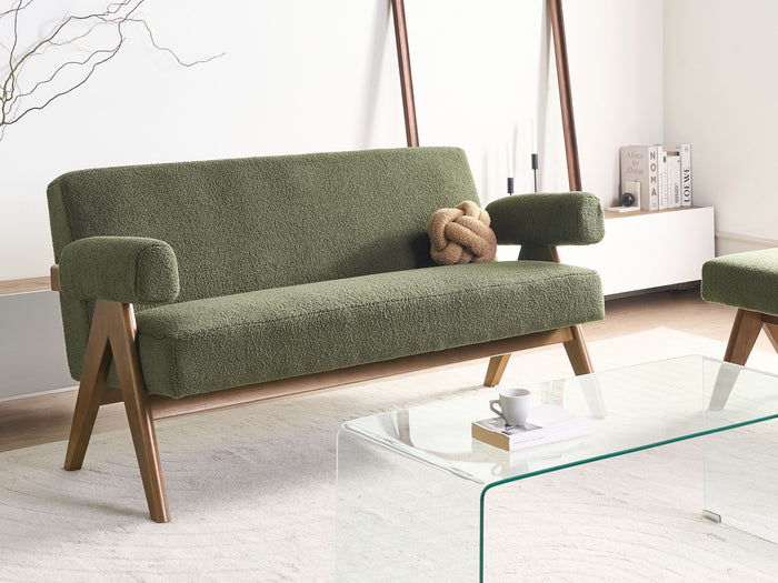 Beliani - TAMRE - Tweezitsbank - Groen|Donkerbruin - Bouclé