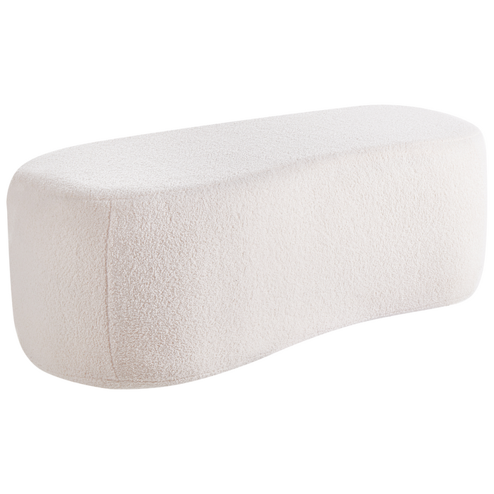 Beliani - BAYARD - Poef - Off-white - Bouclé