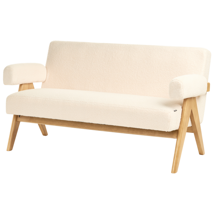 Beliani - TAMRE - Tweezitsbank - Gebroken wit|Lichtbruin - Bouclé