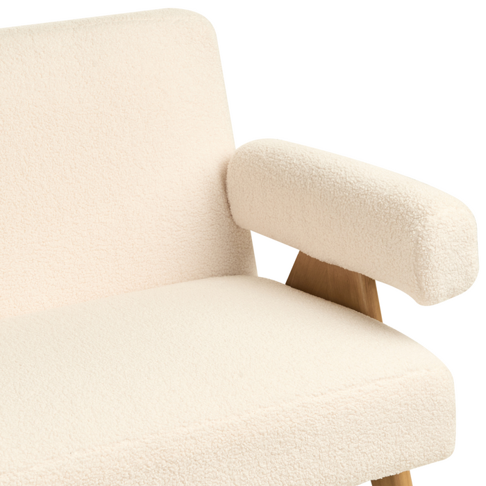 Beliani - TAMRE - Tweezitsbank - Gebroken wit|Lichtbruin - Bouclé