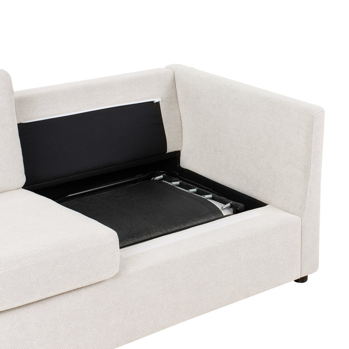 Beliani - INKOO - Slaapbank 2-zits - Off-white - Stof