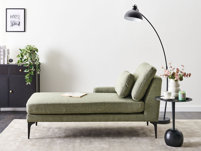 Beliani - EWRON - Chaise longue - Olijfgroen - Rechtszijdig - Stof