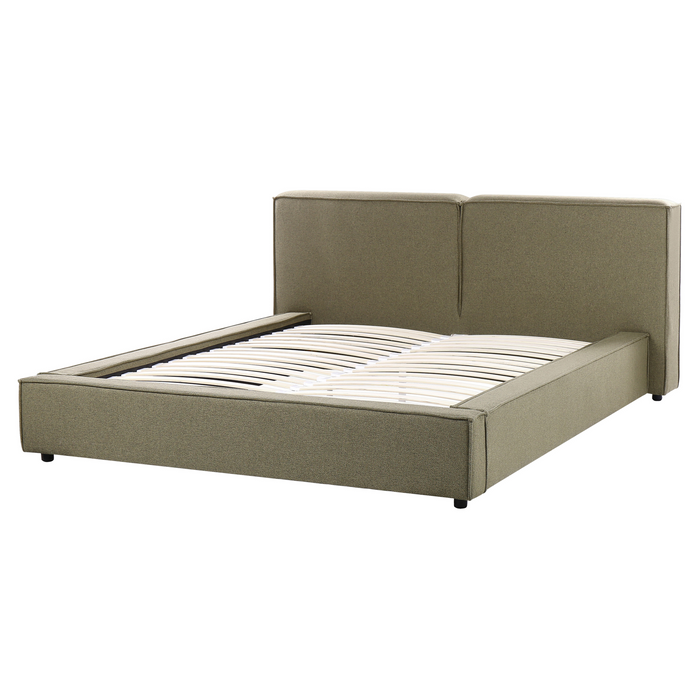 Beliani - LINARDS - Tweepersoonsbed - Olijfgroen - 160 x 200 cm - Stof