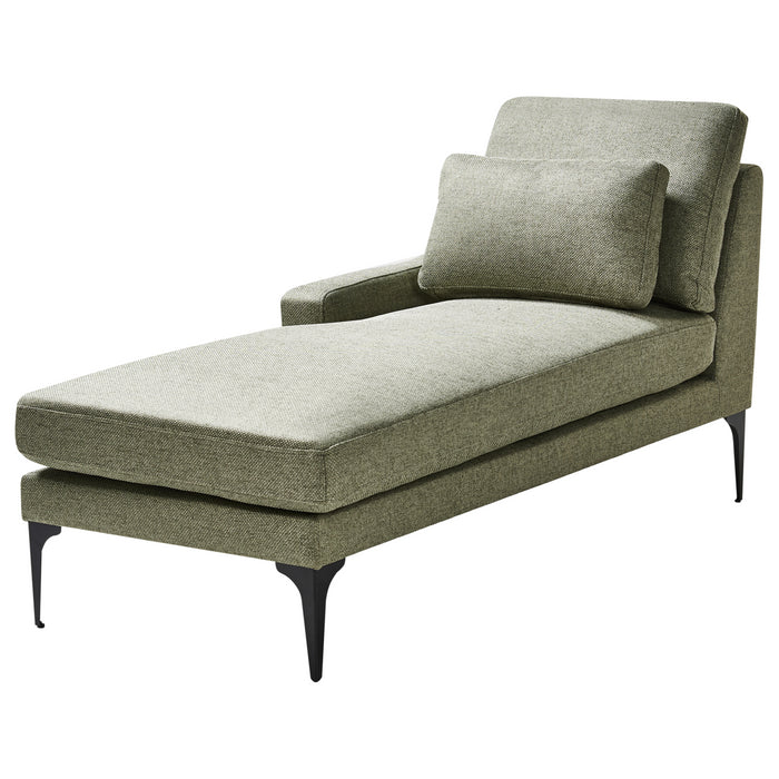 Beliani - EWRON - Chaise longue - Olijfgroen - Rechtszijdig - Stof