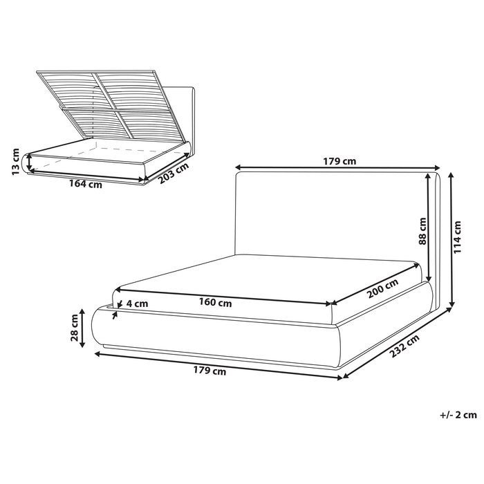 Beliani-CAMPAGNE-Bed met opbergruimte-Bruin-160 x 200 cm-Polyester