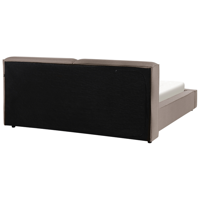 Beliani - LINARDS - Tweepersoonsbed - Lichtbruin - 160 x 200 cm - Stof