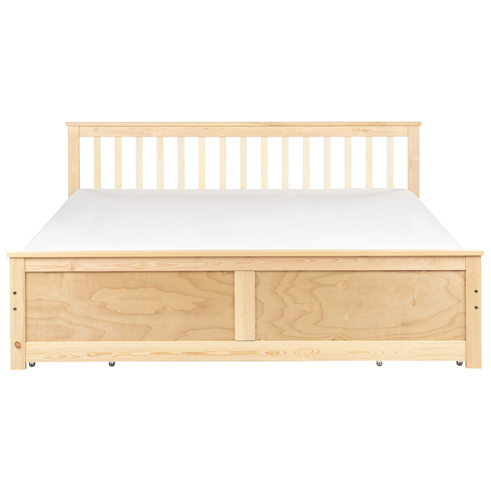 Beliani-OLENDON-Bed met 4 lades-Lichtbruin-180 x 200 cm-Dennenhout