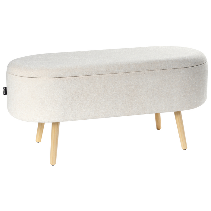 Beliani-OKLAHOMA-Bankje met opbergruimte-Gebroken wit-Polyester