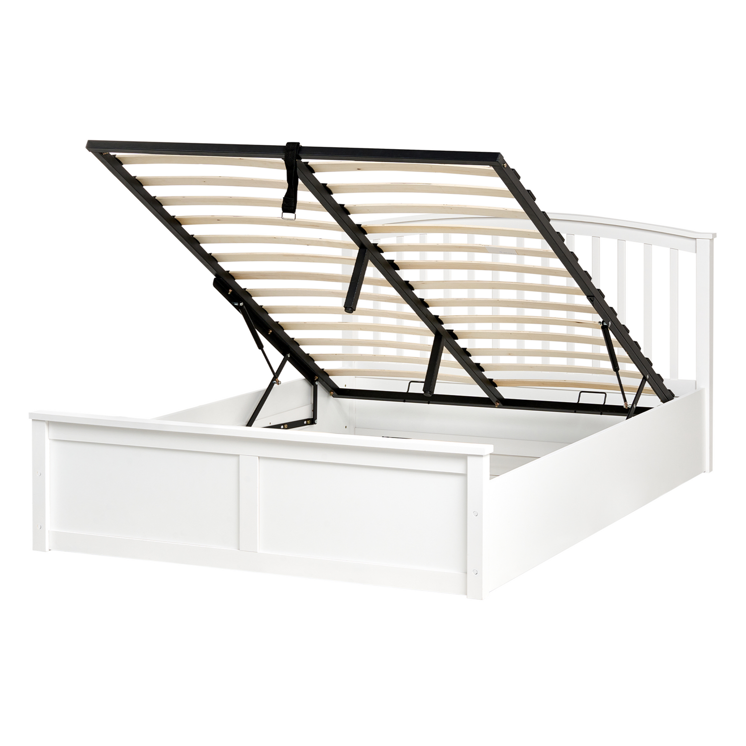Beliani-CLARBEC-Bed met opbergruimte-Wit-140 x 200 cm-Dennenhout